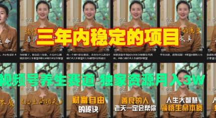 三年内稳定的项目 视频号养生赛道 独家资源月入过W-骏阁网