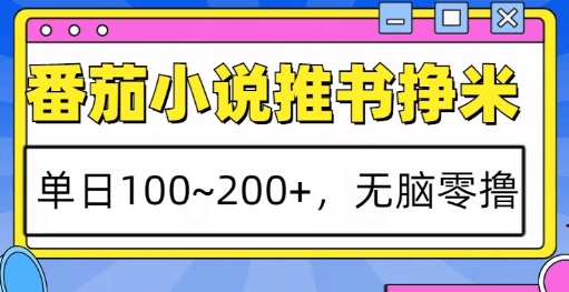 番茄小说推书挣米，单日100-200+，无脑零撸，实操流程-骏阁网