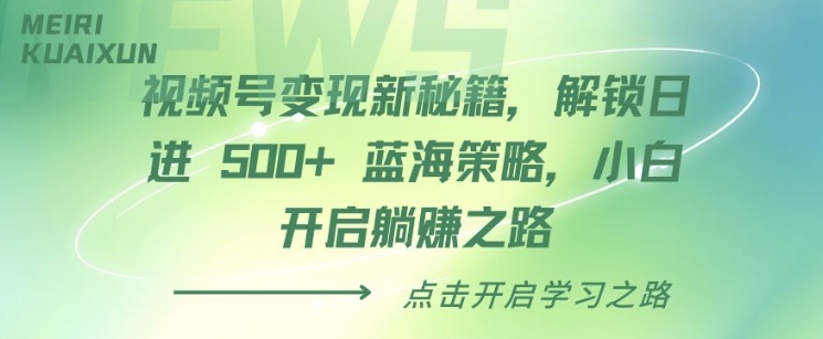 视频号变现新秘籍，解锁日进 5张 蓝海策略，小白开启躺Z之路-骏阁网