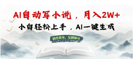 aie887aae58aa8e58699e5b08fe8afb4efbc8ce588b6e4bd9ce7ae80e58d95efbc8ce5a48de588b6e58db3e58fafefbc8ce69c88e585a5e8bf87wefbc8ce5b08f_678ba5449c715.jpeg AI自动写小说,制作简单,复制即可,月入过W+,小白轻松上手,AI一键生成