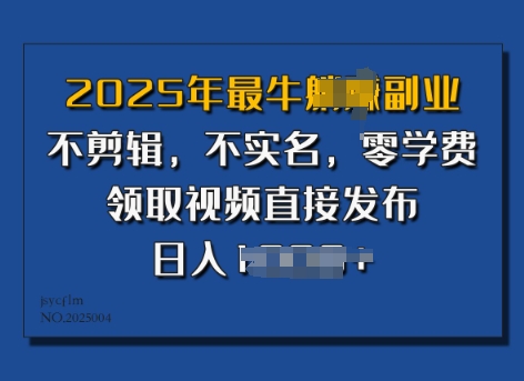 ​2025年最牛副业，不剪辑，不实名，零学费，零粉可做，领取视频直接发布，有播放就有收益-骏阁网