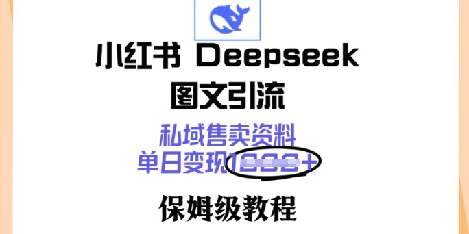 小红书Deepseek图文引流，私域售卖资料，单日变现多张，保姆级教程-骏阁网
