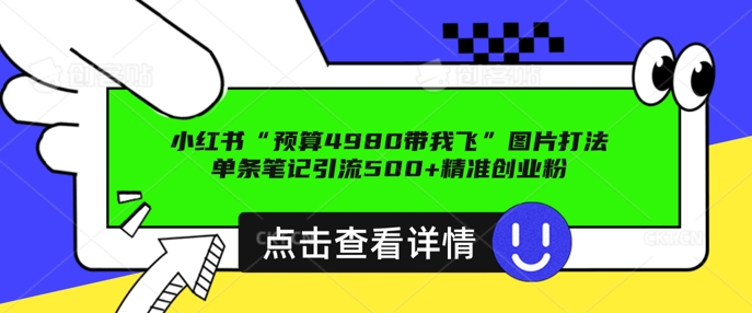 小红书图片引流打法，一张图片引爆创业粉 私信回不完，单条笔记引流500+精准创业粉-骏阁网