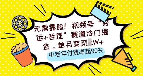 无需露脸，视频号“好运+哲理”赛道冷门掘金，单月变现2W+，中老年付费率超90%-骏阁网