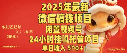 2025年最新微信搞钱项目，闲置视频号年24小时挂G托管项目，单日收入多张-骏阁网