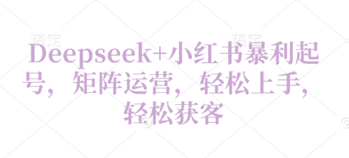 Deepseek+小红书暴利起号，矩阵运营，轻松上手，轻松获客-骏阁网