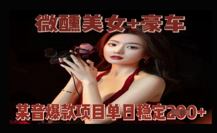 微醺美女+豪车，抖音爆款项目单日稳定2张+-骏阁网