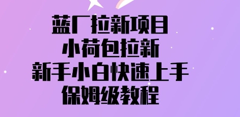 蓝厂拉新项目，小荷包拉新，新手小白快速上手，保姆级教程-骏阁网