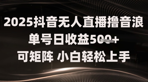 2025抖音无人直播撸音浪单号日收益5张+可矩阵，小白轻松上手-骏阁网