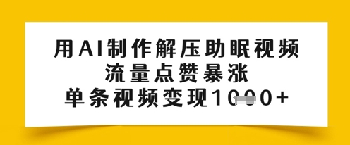 用AI制作解压助眠视频，流量点赞暴涨，单条视频变现多张-骏阁网