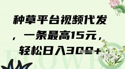 种草平台视频代发，一条最高15元，轻松日入3张-骏阁网