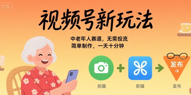 e8a786e9a291e58fb7e696b0e78ea9e6b395efbc8ce4b8ade88081e5b9b4e4babae8b59be98193efbc8ce697a0e99c80e68a95e6b581efbc8ce7ae80e58d95e588b6_688ebec76e616.jpeg 视频号新玩法,中老年人赛道,无需投流,简单制作,一天十分钟,月入1W