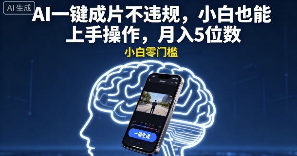 AI一键成片不违规，小白也能上手操作，月入5位数-骏阁网