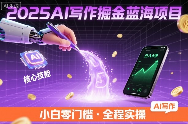 2025aie58699e4bd9ce68e98e98791e8939de6b5b7e9a1b9e79baeefbc8ce68e8ce68fa1aie6a0b8e5bf83e68a80e883bdefbc8ce7a8b3e5ae9ae697a5e585a55e5bca0_68ee1b63cf9b9.jpeg 2025AI写作掘金蓝海项目,掌握AI核心技能,稳定日入5张,小白都能做