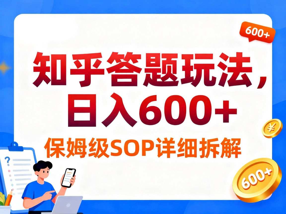 知乎答题玩法，日入6张，保姆级SOP详细拆解-骏阁网
