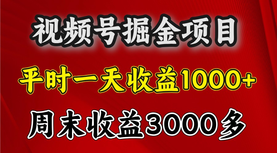 一天收益1000+ 视频号掘金，周末收益会更高些-骏阁网