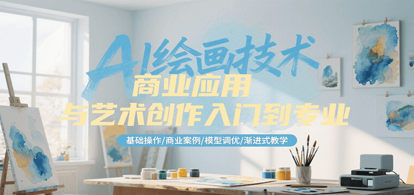 AI绘画技术商业应用与艺术创作入门到专业，基础操作/商业案例/模型调优/渐进式教学-骏阁网
