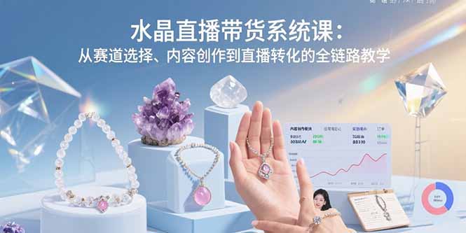 水晶直播带货系统课：从赛道选择、内容创作到直播转化的全链路教学-骏阁网