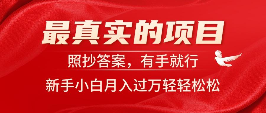 最真实的项目，照抄答案，有手就行，新手小白月入过万轻轻松松-骏阁网