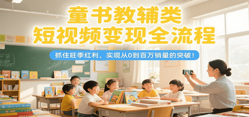 童书教辅类短视频变现全流程，抓住旺季红利，实现从0到百万销量的突破！-骏阁网