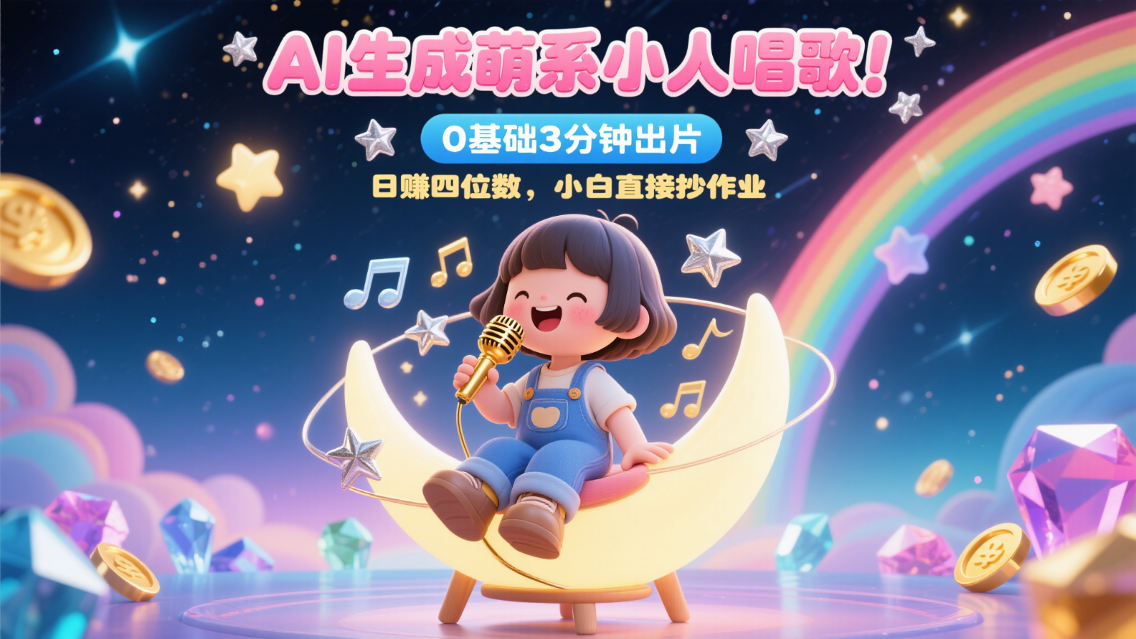 057b1e9ec6013bbcd988cbdf6d2ca9c3.png AI生成萌系小人唱歌!0基础3分钟出片,28个作品涨粉9万,日赚四位数,小白直接抄作业