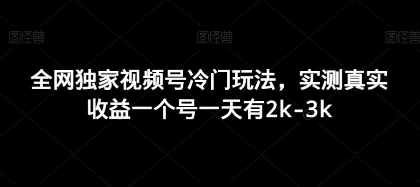 全网独家视频号冷门玩法，实测真实收益一个号一天有2k-3k-骏阁网