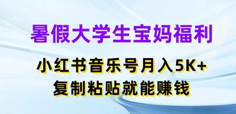 暑假大学生宝妈福利，小红书音乐号月入5000+，复制粘贴就能赚钱【揭秘】-骏阁网