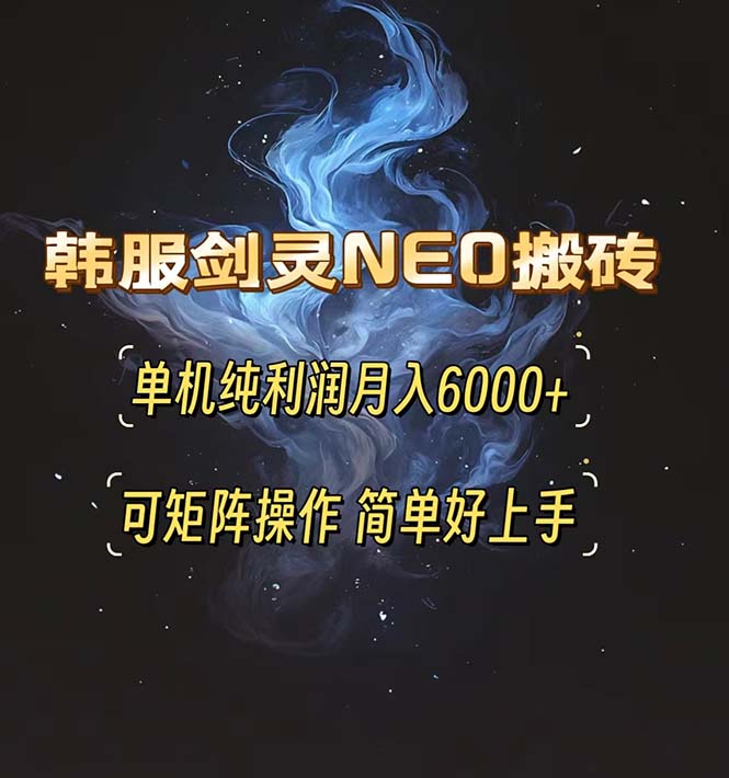 韩服剑灵NEO搬砖攻略，单机纯利润月入6000+ 可矩阵操作，简单好上手。-骏阁网