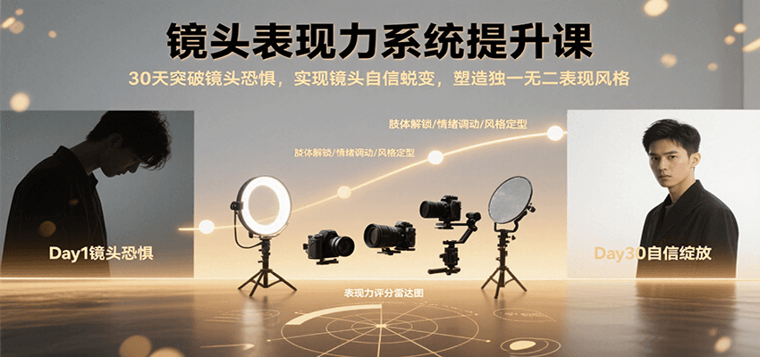 镜头表现力系统提升课，30天突破镜头恐惧实现自信蜕变，塑造独一无二表现风格-骏阁网