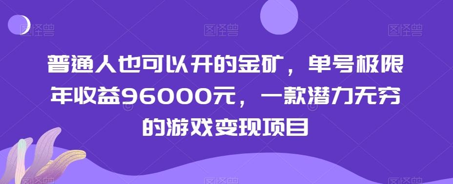 普通人也可以开的金矿，单号极限年收益96000元，一款潜力无穷的游戏变现项目【揭秘】-骏阁网