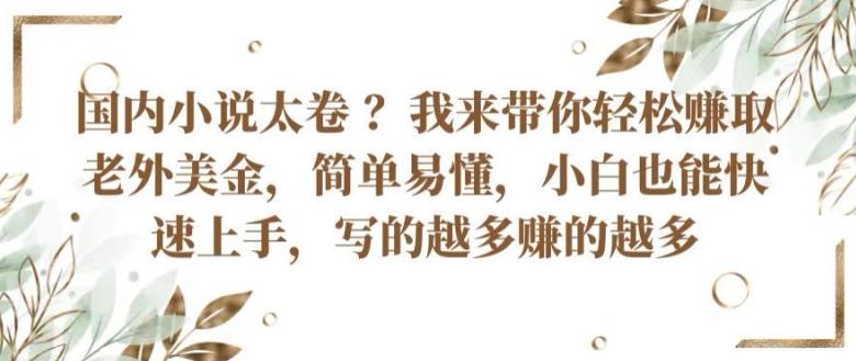 国内小说太卷 ?带你轻松赚取老外美金，简单易懂，小白也能快速上手，写的越多赚的越多【揭秘】-骏阁网