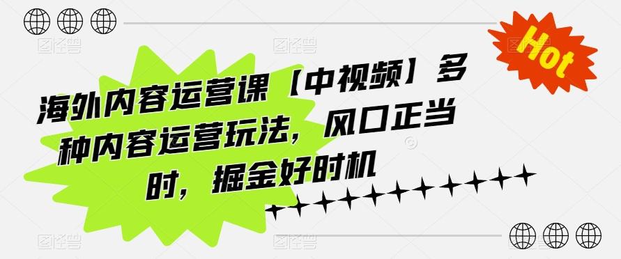 海外内容运营课【中视频】多种内容运营玩法，风口正当时，掘金好时机-骏阁网