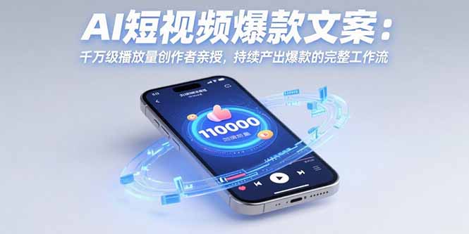 AI短视频爆款文案：千万级播放量创作者亲授，持续产出爆款的完整工作流-骏阁网