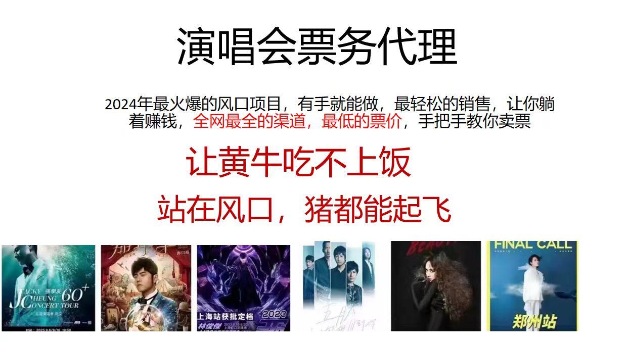 演唱会票务代理，2024年最火爆风口项目，全网最低的票价，小白一分钟上…-骏阁网