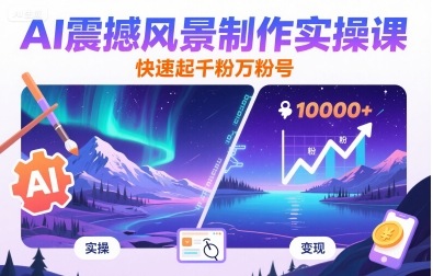 AI震撼风景制作实操课，快速起千粉万粉号-骏阁网