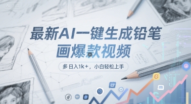 最新AI一键生成铅笔画爆款视频，多平台分发，日 入1k+，小白轻松上手【揭秘】-骏阁网