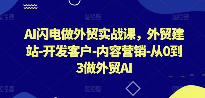 AI闪电做外贸实战课，​外贸建站-开发客户-内容营销-从0到3做外贸AI-骏阁网