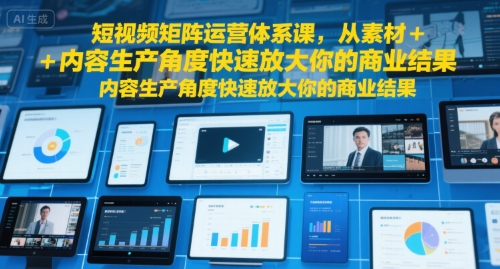 1f998342b422e61f418459aff5f7823d.jpeg 短视频矩阵运营体系课,从素材+内容生产角度快速放大你的商业结果
