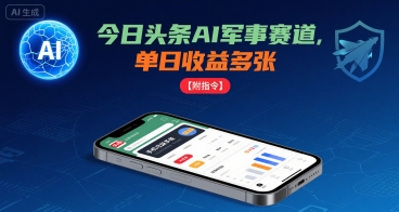 今日头条AI军事赛道，单日收益多张 ，手机可做【附指令】-骏阁网