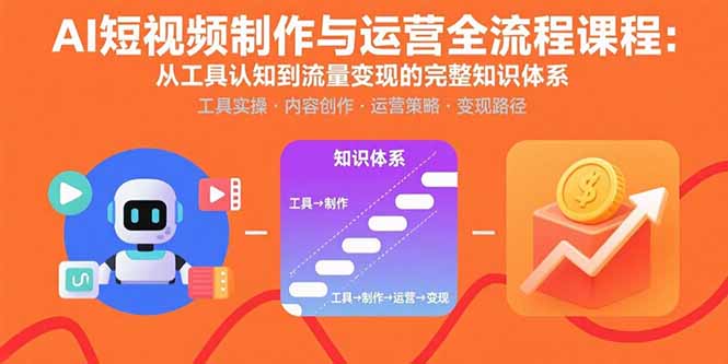 AI短视频制作与运营全流程课程：从工具认知到流量变现的完整知识体系-骏阁网