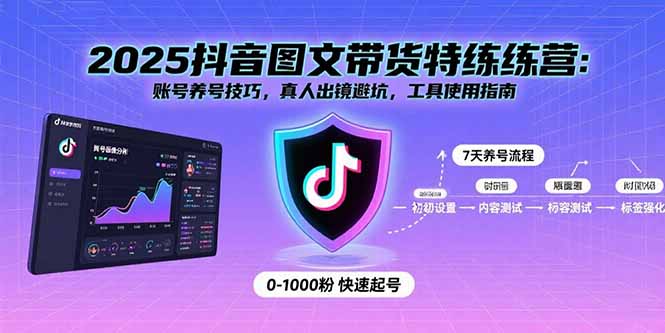 2025抖音图文带货特练营：账号养号技巧，真人出镜避坑，工具使用指南-骏阁网