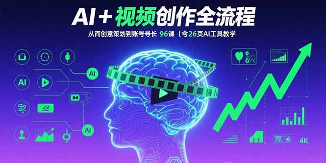 AI+短视频创作全流程：从创意策划到账号增长，96节课(含26项AI工具教学-骏阁网