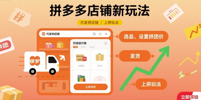 拼多多店铺新玩法，代发供应链上拼玩法-骏阁网