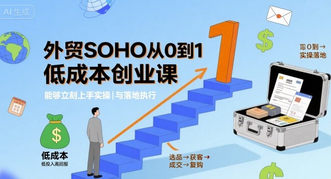 外贸SOHO从0到1低成本创业课，能够立刻上手实操与落地执行-骏阁网