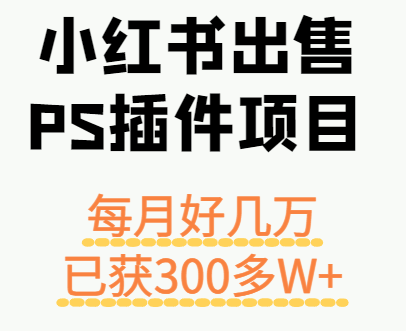 小红书出售PS插件项目，每月都收入好几万，长期操作已获利300多W+-骏阁网