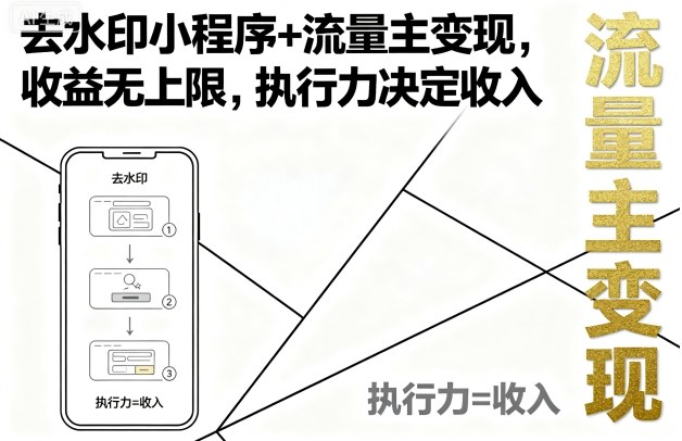 去水印小程序+流量主变现，收益无上限，执行力决定收入-骏阁网