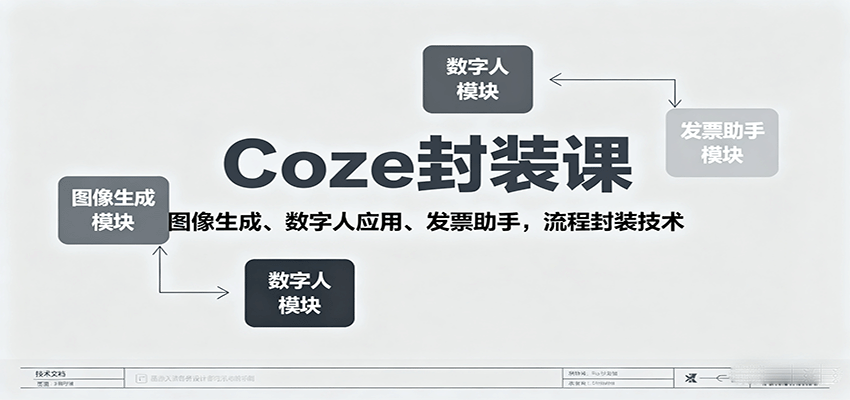 Coze封装课，图像生成、数字人应用、发票助手，流程封装技术-骏阁网