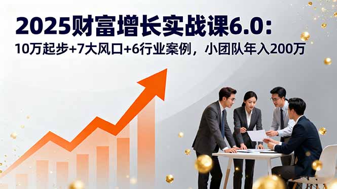 2025财富增长实战课6.0：10万起步+7大风口+6行业案例，小团队年入200万-骏阁网