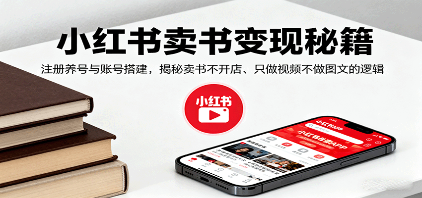 小红书卖书变现秘籍，注册养号与账号搭建，揭秘卖书不开店、只做视频不做图文的逻辑-骏阁网