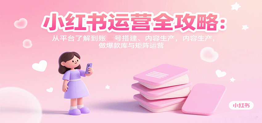 小红书运营全攻略：从平台了解到账号搭建、内容生产，做爆款库与矩阵运营-骏阁网